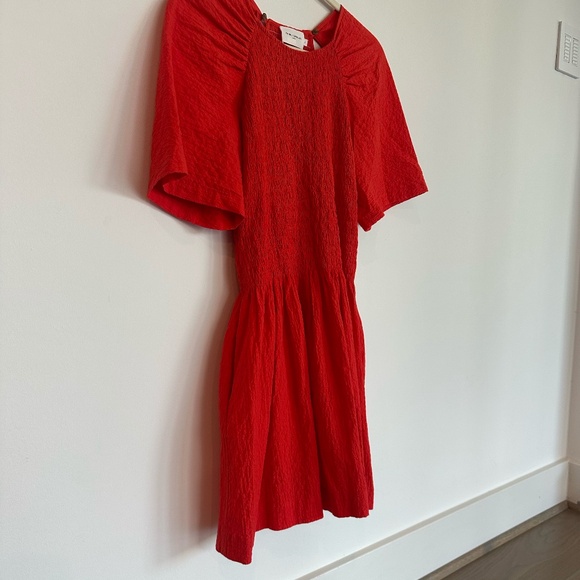 Three Graces London Smocked Mini Dress in Red - Picture 3 of 11